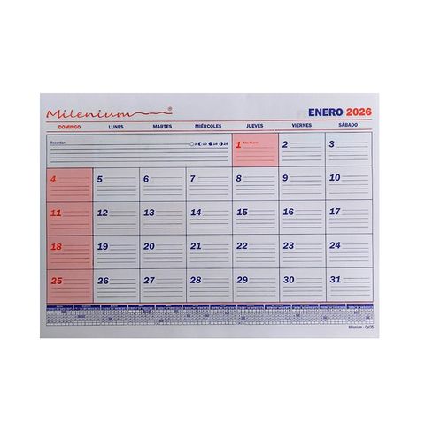 Calendario 2026 (Sin Espiral) 23,5x32,5cm (CA35)