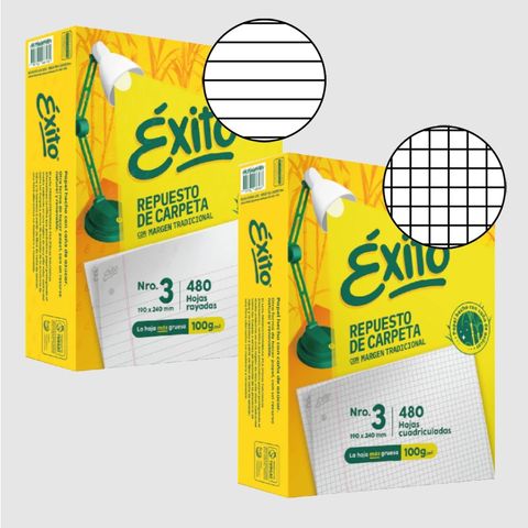 Repuesto Nº3 Exito -100Grs- x480Hojas. C/Banda