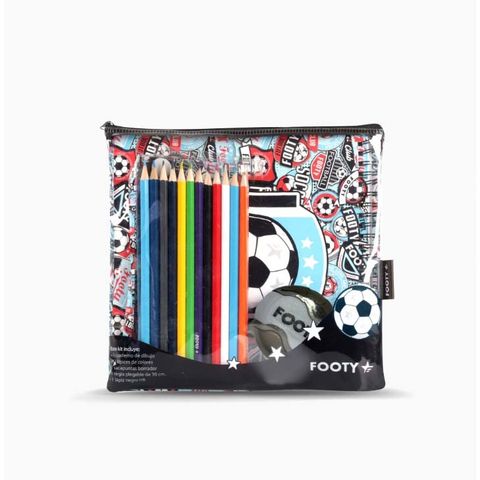 Set Footy Cuaderno Liso 21x21cm+Estuche+Elementos (LIB502)