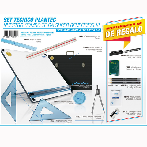 Tablero Plantec Con Maletín y Set Técnico 50x60cm (5372)