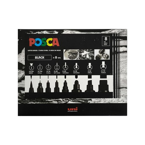 Marcador Uni Posca Set x 8 (Puntas Mixtas) 