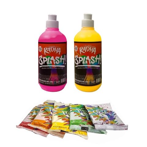 Kit Pintura para Festejar 2+5 (2 Potes de pintura+ 5 Polvos de Colores) Fucsia-Amarillo