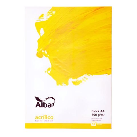 Block Alba P/Acrilico A4 400Grs. 12Hj Emblocado