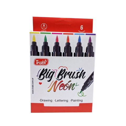 Marcador Trabi Big Brush Pincel x 6 Neón