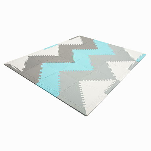 Goma Eva Pisos 32x32 x40 Piezas de 12mm Triangular con Bordes (93240) Mint-Gris-Blanco