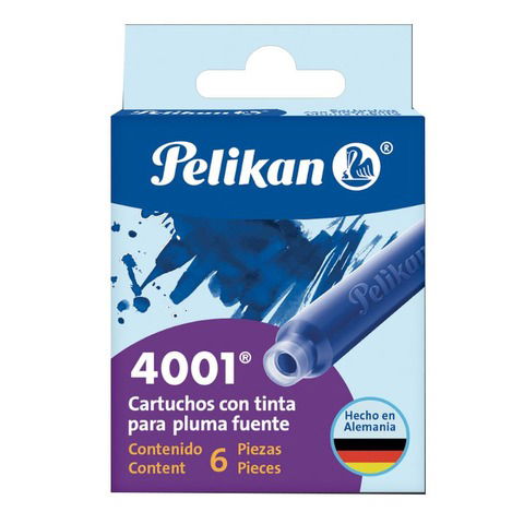 Cartucho Para Pluma Pelikan 4001 x6 Azul Real Lavable