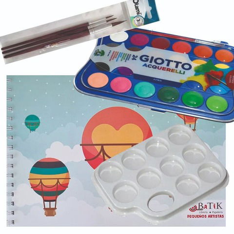 Pequeños Artistas Kit Block A4 Globos + Acuarelas Giotto x24 + Elementos