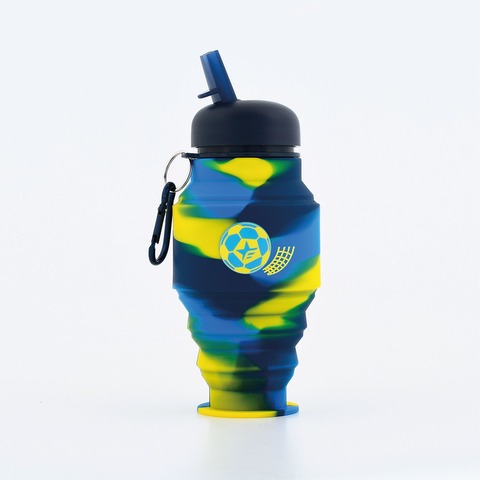 Botella Reutilizable Footy Silicona Helado Plegable Azul y Amarillo