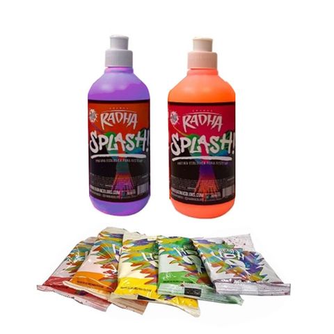 Kit Pintura para Festejar 2+5 (2 Potes de pintura+ 5 Polvos de Colores) Naranja-Violeta