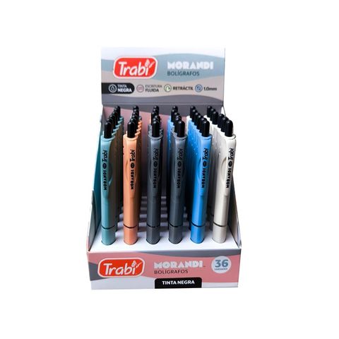 Lapicera Trabi Morandi x1 Retráctil Cuerpo Color - Tinta Negra