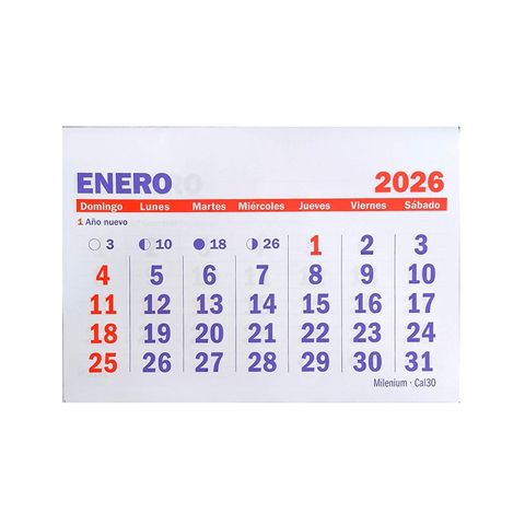 Calendario 2026 (Sin Espiral) 21x30 cm (CA30)