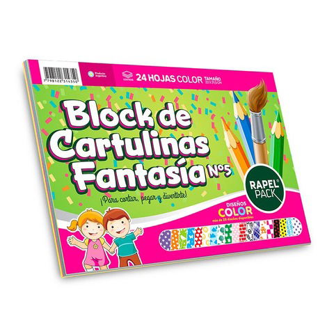 Block de Dibujo tipo nene Nº5 Rapel Pack x24Hj Fantasía 