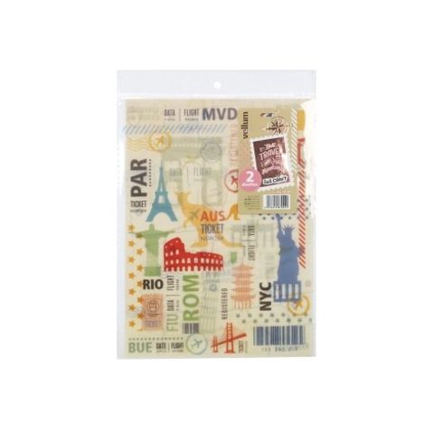 Papel Vegetal Ibi Craft p/Scrapbook Impreso x2Hojas -16X23cm- 96grs Vellum 