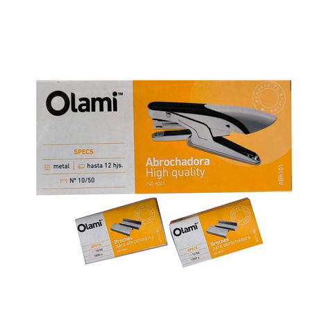    Combo Abrochadora Olami ABR101 (10/50) Pinza + 2 Cajas de Broches Olami N°10x1000 