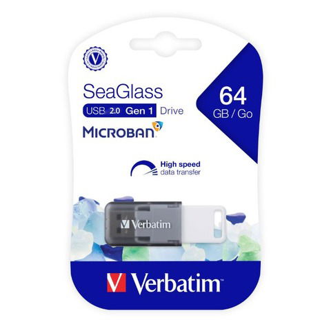 USB Drive Verbatim  64 GB Microban SeaGlass 2.0 (71270)