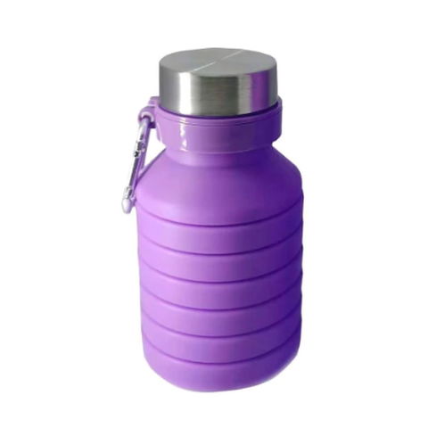 Botella Caramañola Cresko Silicona Plegable 550ml Tapa Metal (CK757) Violeta