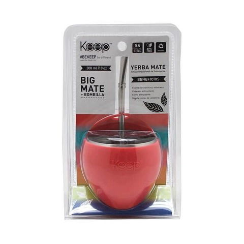 Mate Keep Big Acero Inoxidable C/Bombilla 300ml BPA Free Rosa