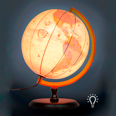 Globo Terráqueo Antiguo con luz (259ALW)