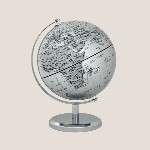 Globo Terráqueo Base Metal Cromada Politico 14cm (141M) (Plata-Plata)