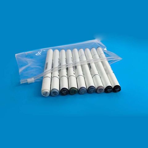 Marcador Deli Sketch Triangular Doble Punta x9 Grises + Zip