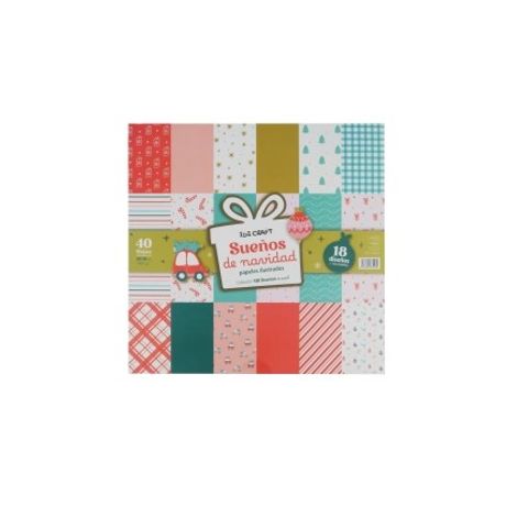Papel Ibi Craft p/Scrapbook x40 Hojas Impreso - Navidad 30x30cm. (600824)