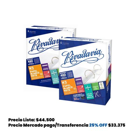 Repuesto Nº3 Rivadavia -90Grs- x480Hojas. 