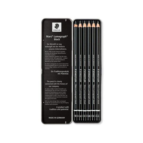 Lápiz de Graduación Lata Staedtler Lumograph Black x6 (100B-G6)