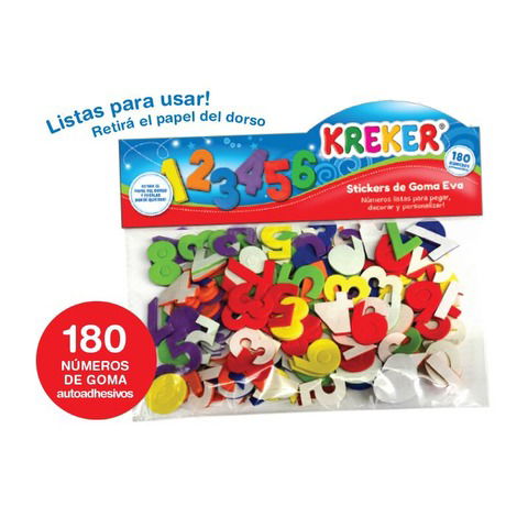 Goma Eva Set Kreker Autoadhesivo Numeros x180 Piezas (1352)