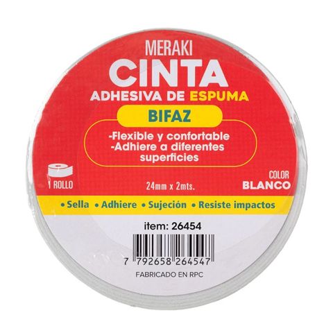 Cinta Adh. Bifaz Meraki Foam Espuma 24mmx2mts (26454)