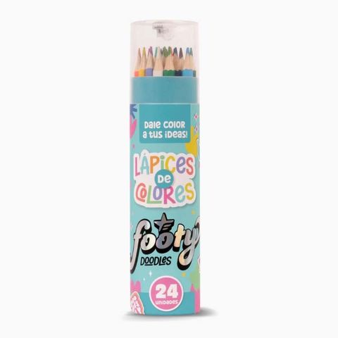 Lapices de colores Footy Acrilico x24 Tubo Tapa C/Sacapuntas (LIB231)