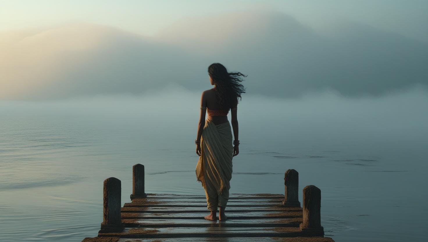 Mujer reflexiva mirando el horizonte
