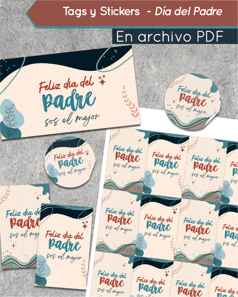 TAGS, TARJETONES Y STICKERS - DÍA DEL PADRE