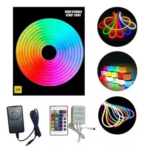 TIRA NEON RGB 5 MTS CON CONTROL 12V