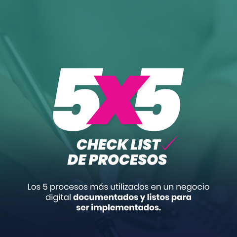 5 x 5 CHECKLIST de procesos vitales de un negocio digital eficiente