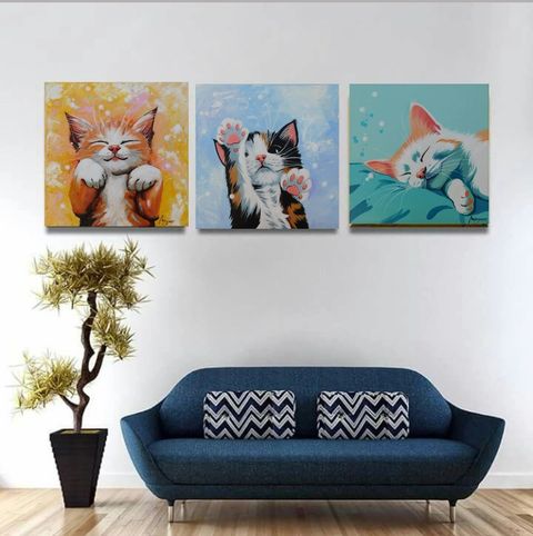 Tríptico Gatos - 90 x 30 cm 