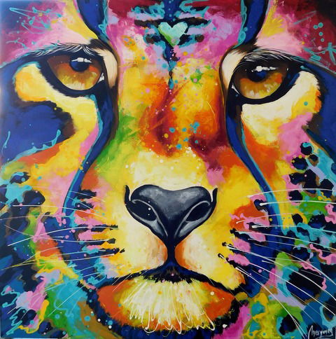 Cuadro Felino - Corazonada - 100 x 100 cm