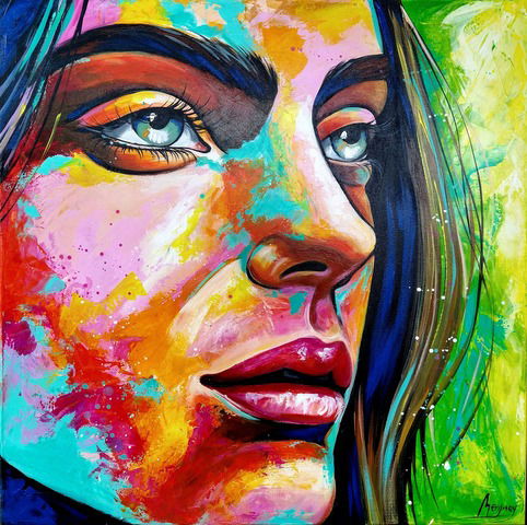 Cuadro Rostro de Mujer - Serena - 70x70 cm 