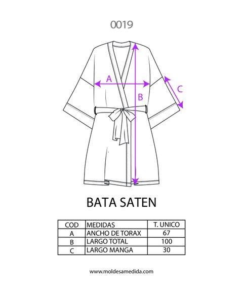 MOLDE BATA SATÉN MUJER