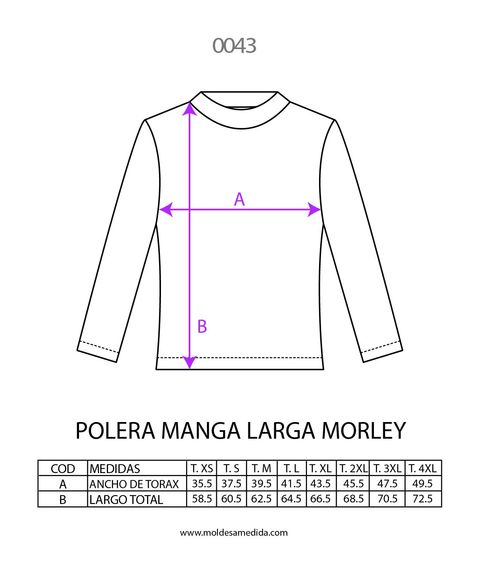 0043 | MOLDE POLERA MANGA LARGA MORLEY