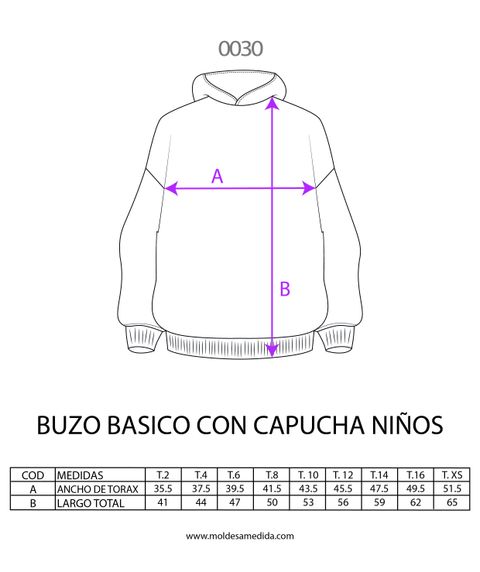 0030 | MOLDE BUZO BASICO CON CAPUCHA