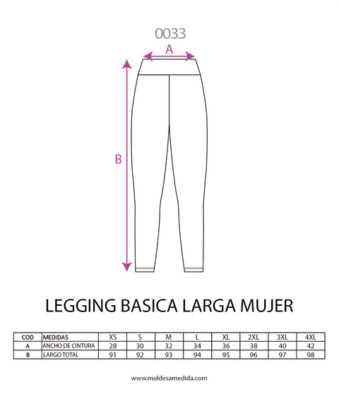 0033 | MOLDE LEGGING BÁSICA LARGA MUJER