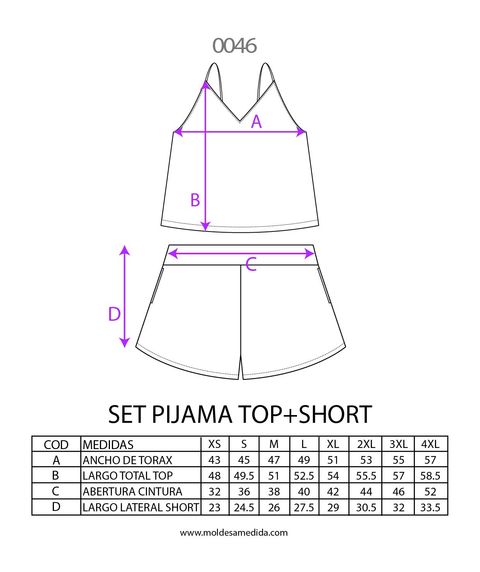 0046 | MOLDE SET PIJAMA TOP + SHORT 