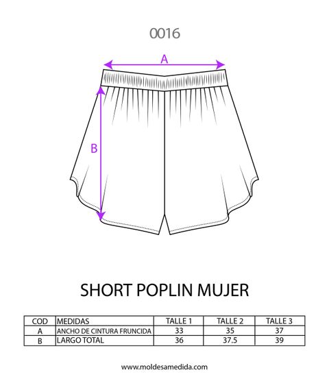  0016 | MOLDE SHORT POPLIN MUJER 