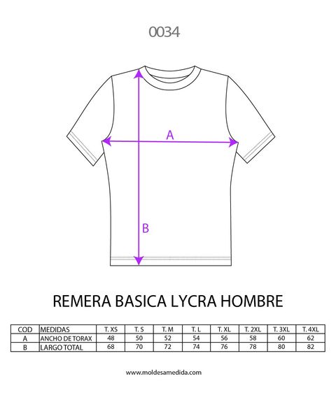 0034 | MOLDE REMERA BASICA LYCRA HOMBRE