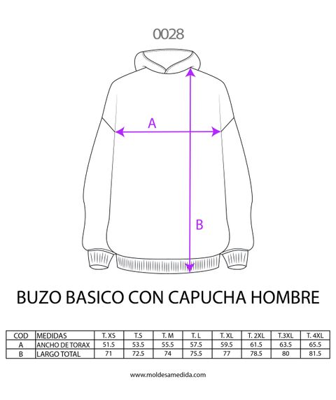 0028 | MOLDE BUZO BASICO CON CAPUCHA HOMBRE