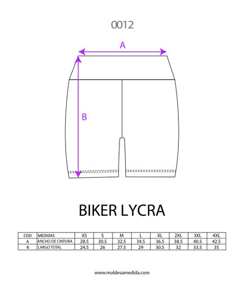 0012 | MOLDE BIKER LYCRA MUJER