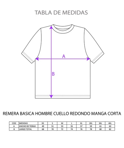 MOLDE DIGITAL REMERA BÁSICA HOMBRE CUELLO REDONDO MANGA CORTA