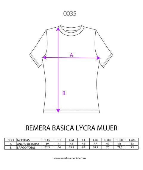 0035 | MOLDE REMERA BASICA LYCRA MUJER