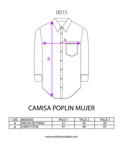 MOLDE CAMISA POPLIN MUJER OVERSIZE