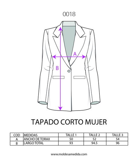 MOLDE TAPADO CORTO MUJER